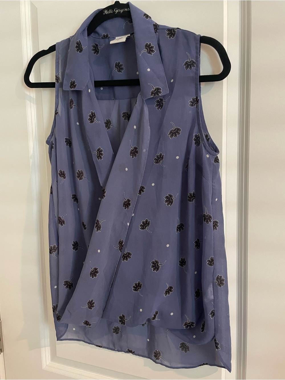 CAbi Sleeveless Lavender Floral Wrap Blouse